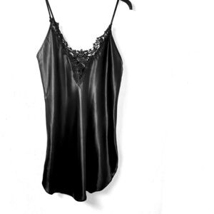 Vintage 80's Black Slip Dentelle  Sz M